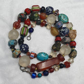 Collection of Vintage crystal, Agate, Chevron and glass old beads Necklace